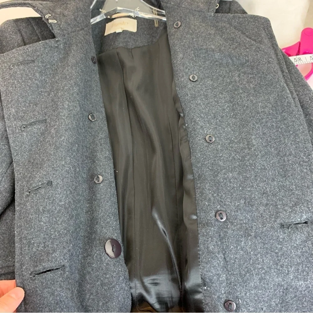 Laundry by Shelli Segal Grey Double Breasted Pea Coat - Sz 2 - Picture 8 of 10